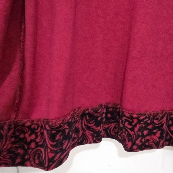 Karen Scott Sport Women Jacket XL Burgundy Velvet-Look Paisley Zip Front Pockets - Picture 11 of 13